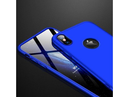 360 Protection Case pouzdro na přední i zadní část telefonu iPhone XS Max modré (logo hole)