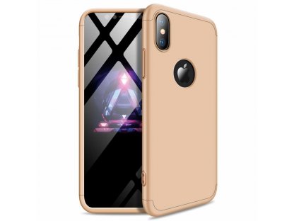 360 Protection Case pouzdro na přední i zadní část telefonu iPhone XS Max zlaté (logo hole)