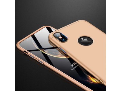 360 Protection Case pouzdro na přední i zadní část telefonu iPhone XS Max zlaté (logo hole)