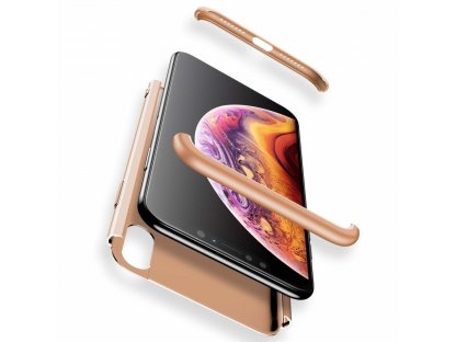 360 Protection Case pouzdro na přední i zadní část telefonu iPhone XS Max zlaté (logo hole)