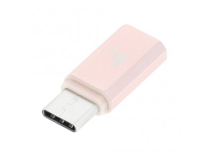 Adaptér HOCO Micro USB - Type C růžově zlatý