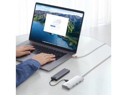 adaptér HUB USB Type C - 4x USB 3.0 1m - bílý (WKQX030402)