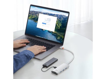 Adaptér HUB USB Type C - 4x USB 3.0 25cm - bílý 25cm (WKQX030302)