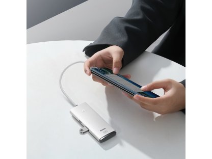 Adaptér HUB USB Type C - 4x USB 3.0 25cm - bílý 25cm (WKQX030302)