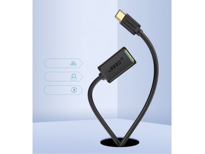 Adaptér OTG z USB 3.0 na USB-C černý (30701)