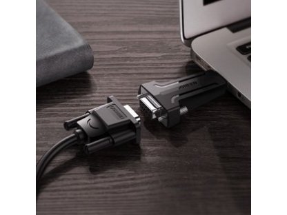 Adaptér převodník DB9 RS-232 - USB černý (80111 CM326)