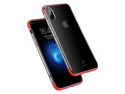 Armor Case průsvitné pouzdro se zesíleným rámem iPhone X červené