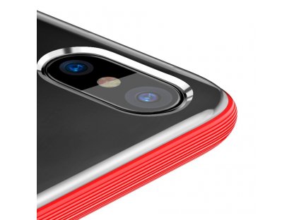 Armor Case průsvitné pouzdro se zesíleným rámem iPhone X červené