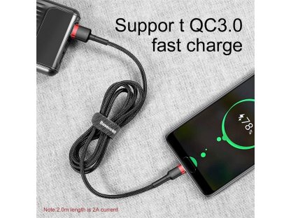 Super odolný kabel USB na USB-C 2A 2m červeno-černý