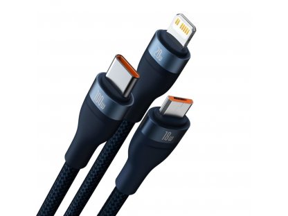 Kabel Baseus Flash Series II USB Type C / USB Type A - USB Type C / Lightning / micro USB 100 W 1,2 m - modrý