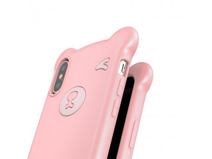 Bear Silicone Case silikonové pouzdro s řemínkem na zápěstí iPhone XS / iPhone X růžové (WIAPIPH58-BE04)