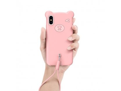 Bear Silicone Case silikonové pouzdro s řemínkem na zápěstí iPhone XS / iPhone X růžové (WIAPIPH58-BE04)