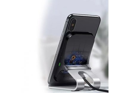 Bezdrátová nabíječka Qi 10W podstavec na telefon černá (RP-W12 black)