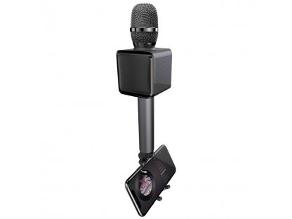 Bezdrátový karaoke mikrofon Bluetooth s držákem telefonu černý (Y16 black)