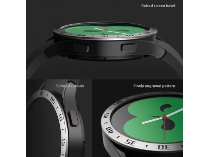 Bezel Styling rámeček stylové pouzdro rámeček obálka prsten pro Samsung Galaxy Watch 6 / 5 / 4 (40mm) stříbrná (nerezová ocel) (GW4-40-01)