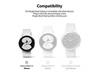 Bezel Styling rámeček stylové pouzdro rámeček obálka prsten pro Samsung Galaxy Watch 6 / 5 / 4 (40mm) stříbrná (nerezová ocel) (GW4-40-01)