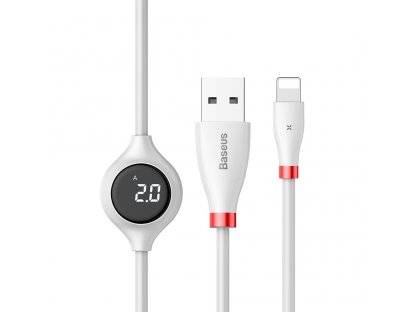 Big Eye kabel USB / Lightning se zobrazením napětí nabíjení 2A 1,2M bílý (CALEYE-02)