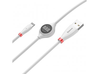 Big Eye kabel USB / Lightning se zobrazením napětí nabíjení 2A 1,2M bílý (CALEYE-02)