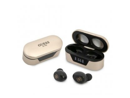 Sluchátka Bluetooth TWS GUESS Digital BT5 Classic s dokovací stanicí - zlatá