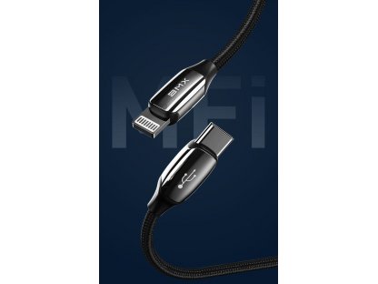 BMX Mini MFI odolný kabel USB Typ C PD 18W / Lightning 2.4A 1.8 m černý (CATLLP-B01)