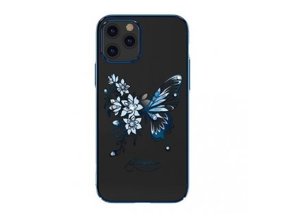 Butterfly Series lesklé pouzdro s originálními krystalky Swarovski motýli iPhone 12 Pro Max modré