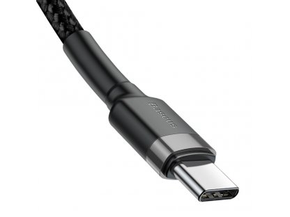 Cafule Cable odolný nylonový kabel USB-C PD / USB-C PD PD2.0 60W 20V 3A QC3.0 1M černo-šedý (CATKLF-G91)