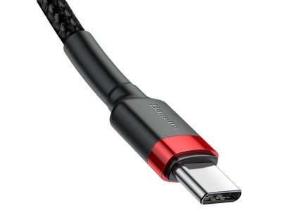 Cafule Cable odolný nylonový kabel USB-C PD / USB-C PD PD2.0 60W 20V 3A QC3.0 2M černo-červený (CATKLF-H91)