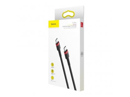 Cafule Cable odolný nylonový kabel USB-C PD / USB-C PD PD2.0 60W 20V 3A QC3.0 2M černo-červený (CATKLF-H91)