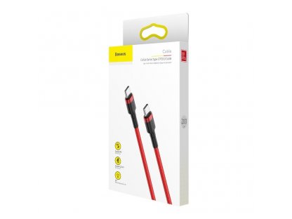 Cafule Cable odolný nylonový kabel USB-C PD / USB-C PD PD2.0 60W 20V 3A QC3.0 2M červený (CATKLF-H09)