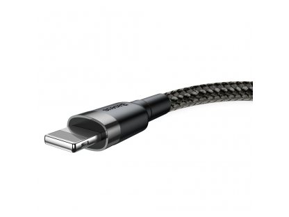 Cafule Cable odolný nylonový kabel USB / Lightning QC3.0 1.5A 2M černo-šedý (CALKLF-CG1)