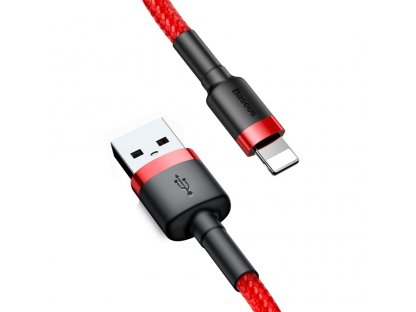 Cafule Cable odolný nylonový kabel USB / Lightning QC3.0 1.5A 2M červený (CALKLF-C09)