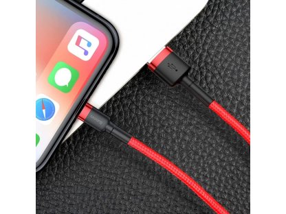 Cafule Cable odolný nylonový kabel USB / Lightning QC3.0 1.5A 2M červený (CALKLF-C09)