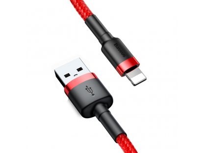 Cafule Cable odolný nylonový kabel USB / Lightning QC3.0 2.4A 0,5M červený (CALKLF-A09)