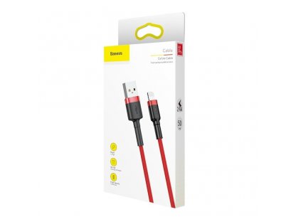 Cafule Cable odolný nylonový kabel USB / Lightning QC3.0 2.4A 0,5M červený (CALKLF-A09)