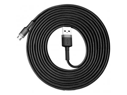 Cafule Cable odolný nylonový kabel USB / micro USB 2A 3M černo-šedý (CAMKLF-HG1)