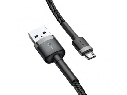 Cafule Cable odolný nylonový kabel USB / micro USB 2A 3M černo-šedý (CAMKLF-HG1)