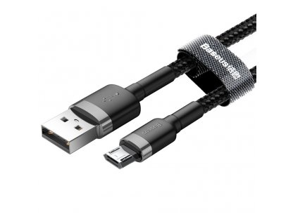 Cafule Cable odolný nylonový kabel USB / micro USB 2A 3M černo-šedý (CAMKLF-HG1)