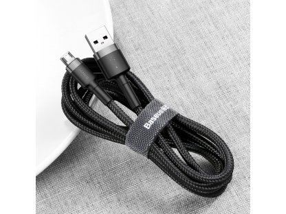 Cafule Cable odolný nylonový kabel USB / micro USB 2A 3M černo-šedý (CAMKLF-HG1)