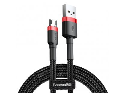 Cafule Cable odolný nylonový kabel USB / micro USB QC3.0 1.5A 2M černo-červený (CAMKLF-C91)