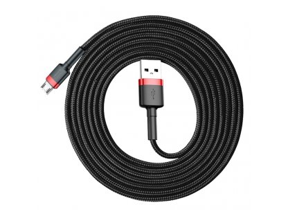 Cafule Cable odolný nylonový kabel USB / micro USB QC3.0 1.5A 2M černo-červený (CAMKLF-C91)