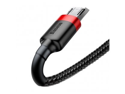 Cafule Cable odolný nylonový kabel USB / micro USB QC3.0 1.5A 2M černo-červený (CAMKLF-C91)