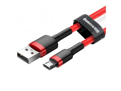 Cafule Cable odolný nylonový kabel USB / micro USB QC3.0 1.5A 2M červený (CAMKLF-C09)