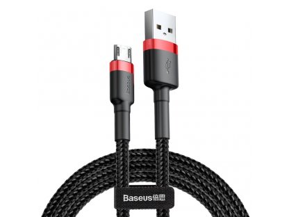 Cafule Cable odolný nylonový kabel USB / micro USB QC3.0 2.4A 0,5M černo-červený (CAMKLF-A91)