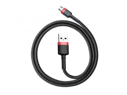 Cafule Cable odolný nylonový kabel USB / micro USB QC3.0 2.4A 0,5M černo-červený (CAMKLF-A91)