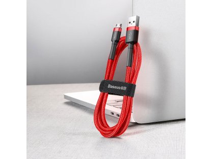 Cafule Cable odolný nylonový kabel USB / micro USB QC3.0 2.4A 1M červený (CAMKLF-B09)