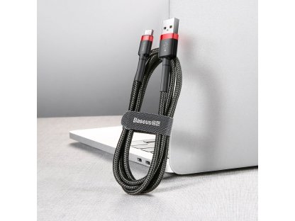 Cafule Cable odolný nylonový kabel USB / USB-C QC3.0 3A 0,5M černo-červený (CATKLF-A91)