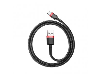 Cafule Cable odolný nylonový kabel USB / USB-C QC3.0 3A 0,5M černo-červený (CATKLF-A91)