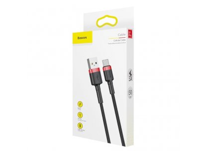 Cafule Cable odolný nylonový kabel USB / USB-C QC3.0 3A 0,5M černo-červený (CATKLF-A91)