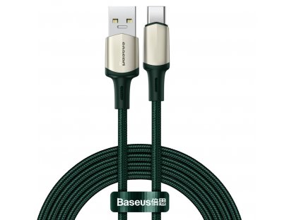 Cafule nylonový kabel USB - USB Typ C pro rychlé nabíjení VOOC Quick Charge 3.0 5 A 2 m zelený (CATKLF-VB06)