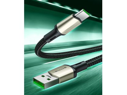 Cafule nylonový kabel USB - USB Typ C pro rychlé nabíjení VOOC Quick Charge 3.0 5 A 2 m zelený (CATKLF-VB06)